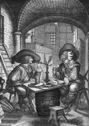 Tobaksrökare. Gravyr av Abraham Bosse. 1700-talet
