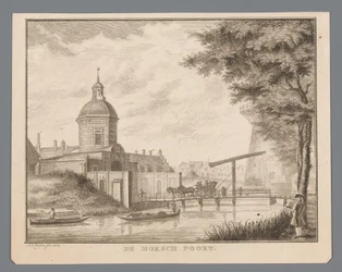 Utsikt över Morspoort i Leiden Morschporten (titel på objekt)