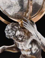 Två exceptionella jordklot och himmelska jordklot, med stöd av Hercules och Atlas, Augsburg, 1697-99