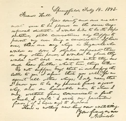 Brev från Abraham Lincoln till Alden Hall, daterat den 14 februari 1843