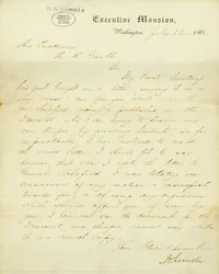 Letter signed A. Lincoln, Executive Mansion, Washington, to His Excellency, H.R. Gamble, July 23, 1863