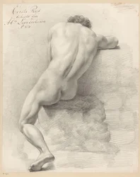 Sittande man naken, sedd bakifrån (1:a pris 1820)
