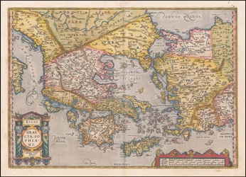1584 års karta över Grekland och västra Turkiet av Abraham Ortelius
