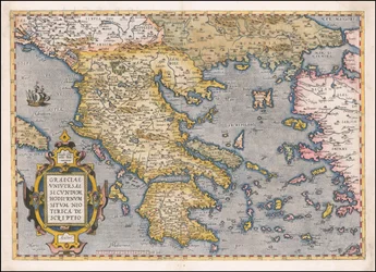 1584 års karta över Grekland och Egeiska havet av Abraham Ortelius