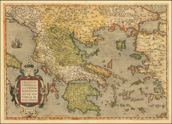 1584 års karta över Grekland av Abraham Ortelius