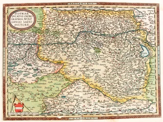 Österrike Ducatus Chorographia Wolfgango Lazio Auctore Karta över Österrike Ducatus Chorographia Wolfgango Lazio Auctore Österrike Ducatus Chorographia Wolfgango Lazio Auctore
