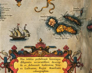Karta över Azorerna från Theatrum Orbis Terrarum av Abraham Ortelius