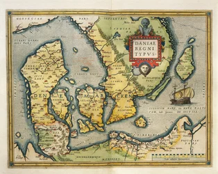 Karta över Danmark, från Världsteatern av Abraham Ortelius
