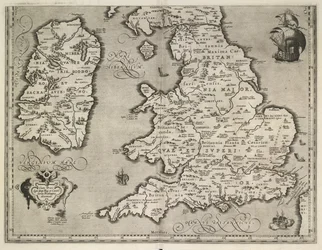 Karta över England, Wales och Irland, Theatrvm Orbis Terrarvm Av Abraham Ortelius