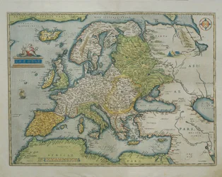 Karta över Europa, från Theatrum Orbis Terrarum av Abraham Ortelius