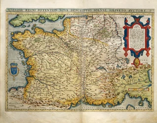 Karta över Frankrike, från Theatrum Orbis Terrarum av Abraham Ortelius