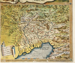 Karta över regionen Friuli Venezia Giulia, från Theatrum Orbis Terrarum av Abraham Ortelius