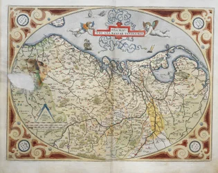 Karta över Nederländerna, från Världsteatern av Abraham Ortelius