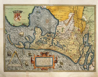 Karta över Nederländerna, från Theatrum Orbis Terrarum av Abraham Ortelius