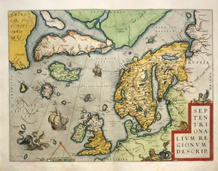 Karta över norra Europa, från Theatrum Orbis Terrarum av Abraham Ortelius