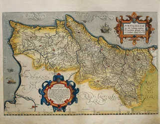 Karta över Portugal, från Världsteatern av Abraham Ortelius