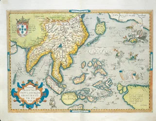 Karta över Indien, från Theatrum Orbis Terrarum av Abraham Ortelius