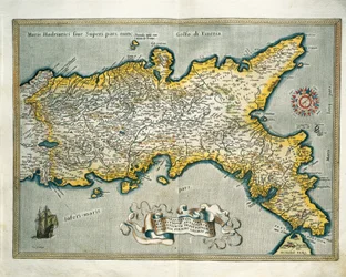 Karta över kungariket Neapel, Italien, från Theatrum Orbis Terrarum av Abraham Ortelius