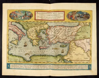 Karta över det romerska riket, Theatrvm Orbis Terrarvm, Abraham Ortelius, Antwerpen