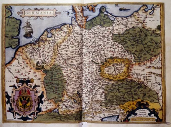 Utsikt över Preussen. Tallrik från en upplaga av "Theatrum Orbis Terrarum" av kartografen Abraham Ortelius (1527-1598)