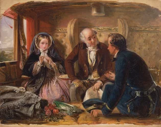 Första klass – mötet. "Och vid första mötet älskade." [1854, Royal Academy of Arts, London, utställningskatalog]