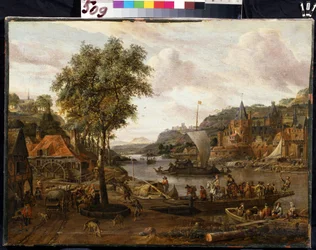Segelbåtar. Målning av Abraham Storck (1635-1710). Olja på duk, 48 x 69 cm, sent 1600-tidigt 1700-tal. Flamländsk skola, barockkonst. Eremitagemuseet, Sankt Petersburg.