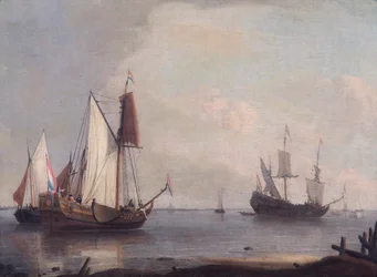 Dutch Shipping In A River (olja på duk)