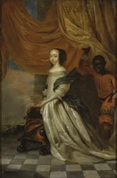 Porträtt av Hedvig Eleonora av Holstein-Gottorp (1636-1715), Sveriges drottning, av Wuchters, Abraham (1610-1682). Olja på koppar. Mått: 35x23 cm. Nationalmuseum Stockholm