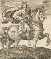 En Vitellius från Tolv Caesars till häst, c1565-1587.
