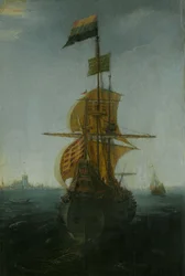 En ostindiefarare från Amsterdam, ca 1625-1650 (olja på pannå)