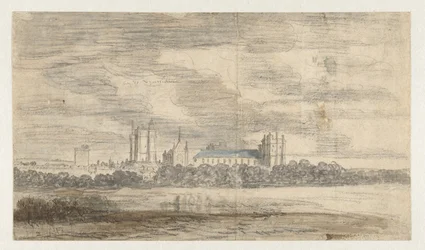 Utsikt över Château de Vincennes, bakom en rad med träd