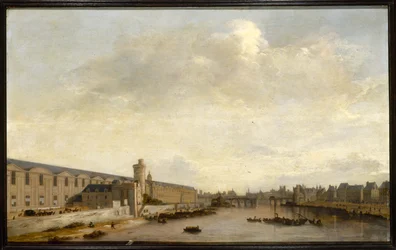Grande Galerie du Louvre, med Porte Neuve och Tour de Bois, ca 1640 (olja på trä)