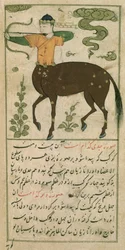 Stjärnbilderna i zodiaken: Skytten, bågskytten, från Talim dar marifat i taqvim, 1498 (903 Hijra)