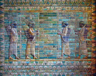 Detalj ur bågskyttefrisen, Dareios I:s palats, Susa, Iran, ca 510 f.Kr.