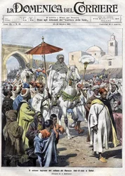 Abdelaziz (Al-Hassan Muhammed Al-Hasani Al-Alawi) Länken i Marocko utvisades i oktober 1907 (Marrakech)
