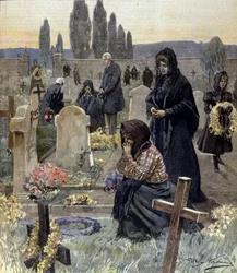 Alla helgon i Italien 1899. illustration av Achille Beltrame.
