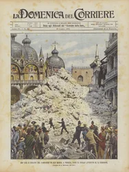 Det som finns kvar av Campanile di San Marco, i Venedig, efter kollapsen som inträffade den 14:e