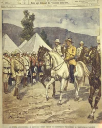 Omslagsillustration av general Cronje som kapitulerar till marskalk Roberts under anglo-zulu- och anglo-boerkrigen 1850-1902
