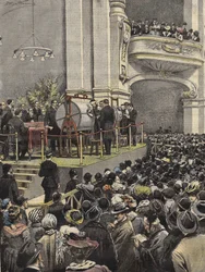 Dragning av Milanolotteriet 1907. illustration av Achille Beltrame.