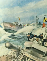 Snabba italienska flottans motorbåtar patrullerar området i Medelhavet, 12 september