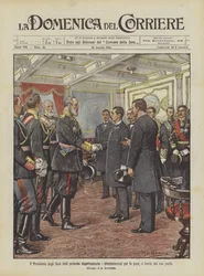 USA:s president presenterar de befullmäktigade för fred ombord på sin yacht