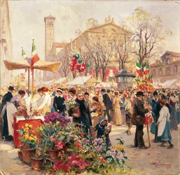 Italien, Milano, Blomsterutställning på Piazza Sant