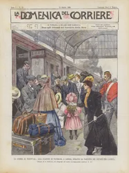 Kriget i Transvaal, på Waterloo Station, London, under avgången av soldater till Afrika