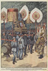 En pittoresk Annamit-ceremoni i Nogent-sur-Marne (Frankrike) för invigningen av ett tempel?