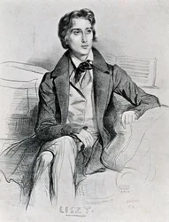 Porträtt av den ungerska kompositören och pianisten Franz Liszt (Doborjan