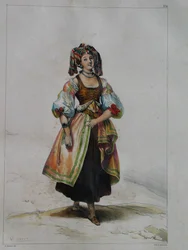 Kvinna i rysk klänning, ca. 1843