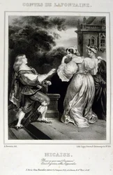 Illustration från "Nicaise" från berättelserna om La Fontaine