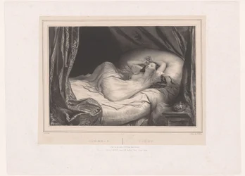 Flicka som sover på sängen Sommeil / Sleep (titel på objekt)