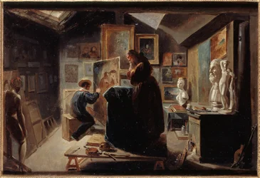 Modells pose, ca 1838 (olja på papper på duk)