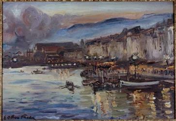 Utsikt över hamnen i Toulon 1900-talet (olja på duk)
